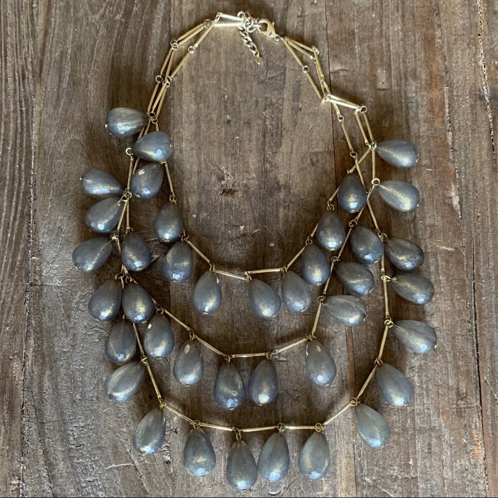 Multi-Layer Grey Stone Necklace - image 1